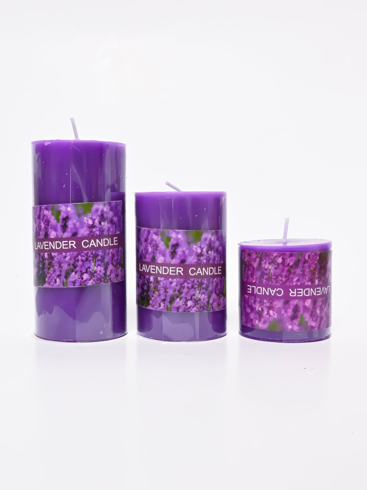 Lavender Pillar Candles, Set of 3