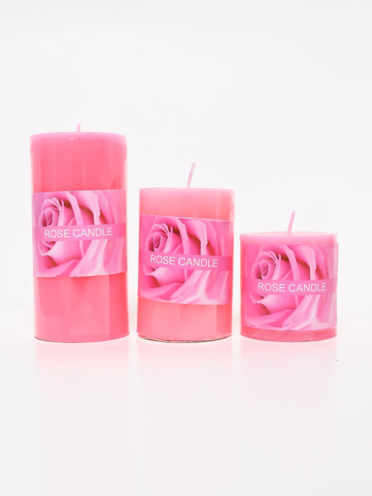 Rose Pillar Candles, Set of 3